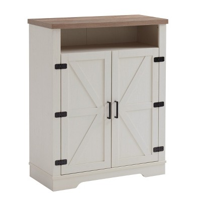 GlasFlength Utility Storage Cabinets Farmhouse Shoe Storage Organizer with Adjustable Shelves Simple Design for Entryway, White, 31.1"*13.78"*39.37"