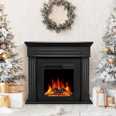 ZAFRO 43 Inch Electric Fireplace with Mantel Wooden Surround Firebox TV Stand,FreeStanding Electric Fireplace Heater Entertainment Center