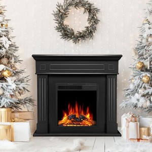 ZAFRO 43 Inch Electric Fireplace with Mantel Wooden Surround Firebox TV Stand,FreeStanding Electric Fireplace Heater Entertainment Center - 1 of 4