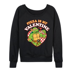 Women's - Teenage Mutant Ninja Turtles - Pizza Is My Valentine Lightweight French Terry Slouchy - 1 of 4