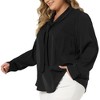 Agnes Orinda Women's Plus Size Long Sleeve Elegant Tie Chiffon Formal Office Blouses - 2 of 4