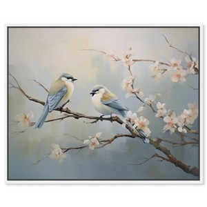 Art Remedy Two birds and a blossom branch Rustic Chic Farmhouse Wall Art Framed - 1 of 4
