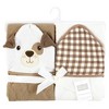 Hudson Baby Cotton Animal Face Hooded Towel, Brown Gingham Puppy, One Size - 2 of 4