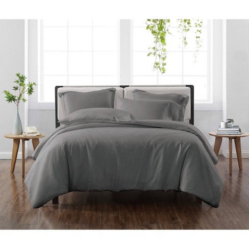 Full/queen 3pc Heritage Solid Duvet Cover Set Gray - Cannon : Target