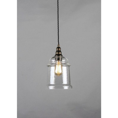 Oil Rubbed Bronze Mini Pendant with Hammered Glass Shade