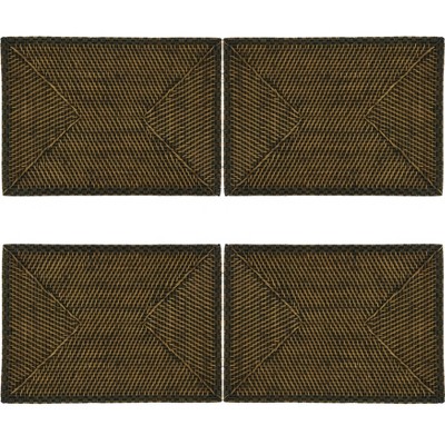Brown Woven Rattan Rectangular Table Placemats Set of 4