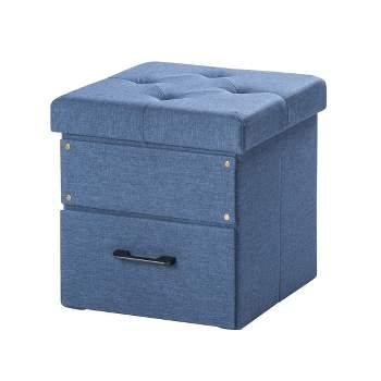 15" Cube Stockbox Collapsible Ottoman with Storage Drawer - Mellow