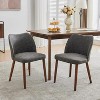 Modern Dining Chair Set of 4/6, Linen Upholstered Kitchen Chairs with So Lid Wood Legs, Wingback Ergonomic Design, Thick Cushions for Dining Room - 2 of 4