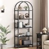 5 Tier Arched Bookcase,Modern Vertical Tall Bookcase,Metal Wooden Storage Shelves for Bedroom,Living Room,Home Office - 3 of 4