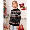BLUEMING Festive Family Kids Reindeer Snowflake Knit Christmas Sweater Soft Crew Neck Long Sleeve Pullover Playful Holiday Top - 2 of 4