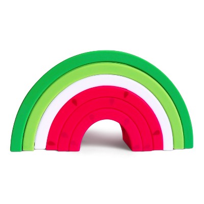 Lelolo by ANPEI Silicone Stacking Toy, Nesting Toys for Baby and Toddler, 6+ Months, 7 Pieces, Watermelon