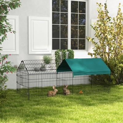 LOVMOR 73" Small Animal Playpen, Pet Playpen Yard Fence for Rabbits, Chicken, Chinchillas with Roof