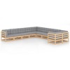 vidaXL Patio Lounge Set with Cushions Solid Pinewood - Natural, Cushion Included - 2 of 4