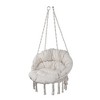 Hammock Chair Swing, Large Tassels Hanging Chair With Arched Backrest, Hanging Hammock Chair Rope Swing For Most Indoor Or Outdoor Spaces - 2 of 4