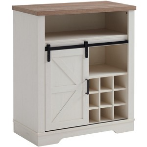 TIRAMISUBEST 3-in-1 Storage Cabinet with Sliding Barn Door, Wine Rack & Shelves - White Buffet Console for Dining & Living Room - 1 of 4