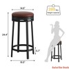 Round Swivel Bar Stool Set of 2/4, 24.4" Counter Height Bar Stool with Upholstered PU Leather Cushion, Round Backless Kitchen Barstool - 2 of 4