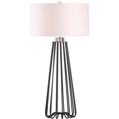 Estill Industrial Chic Black Metal 31" Table Lamp with White Shade