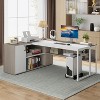Tribesigns 70.86-inch Executive Desk, L-Shaped Office Desk with Storage Cabinet, Business Furniture Desk Workstation for Home Office - 3 of 4