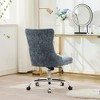 Modern Chenille Upholstered Tufted Office Chair with Nailhead Trim, Adjustable Swivel Desk Chair with Chrome Metal Base-- Frevyn - 4 of 4