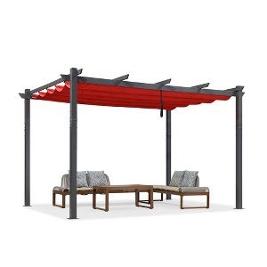 PURPLE LEAF Pergola Outdoor Retractable Pergola with Sun Shade Canopy Patio Metal Grape Trellis Pergola Grill Shelter Pergola for Porch Garden Yard - 1 of 4