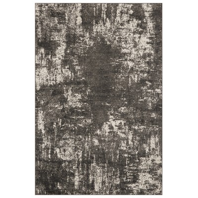 Dark Gray Abstract Easy Care Synthetic Area Rug