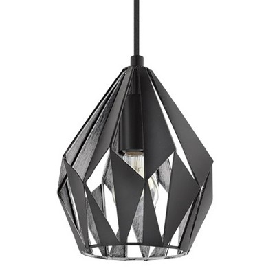 Carlton 3 Matte Black and Silver Industrial Pendant Light