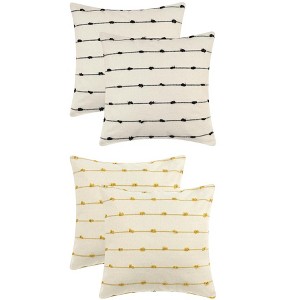 Unique Bargains Modern Farmhouse Decorative Neutral Striped Boho Square Pillow Covers 4 Pcs - 1 of 4