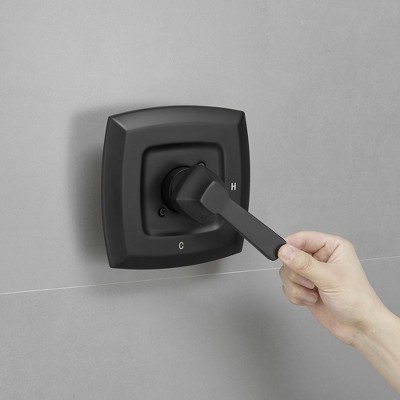 Matte Black Square Rainfall Shower Faucet Set with Tub Spout