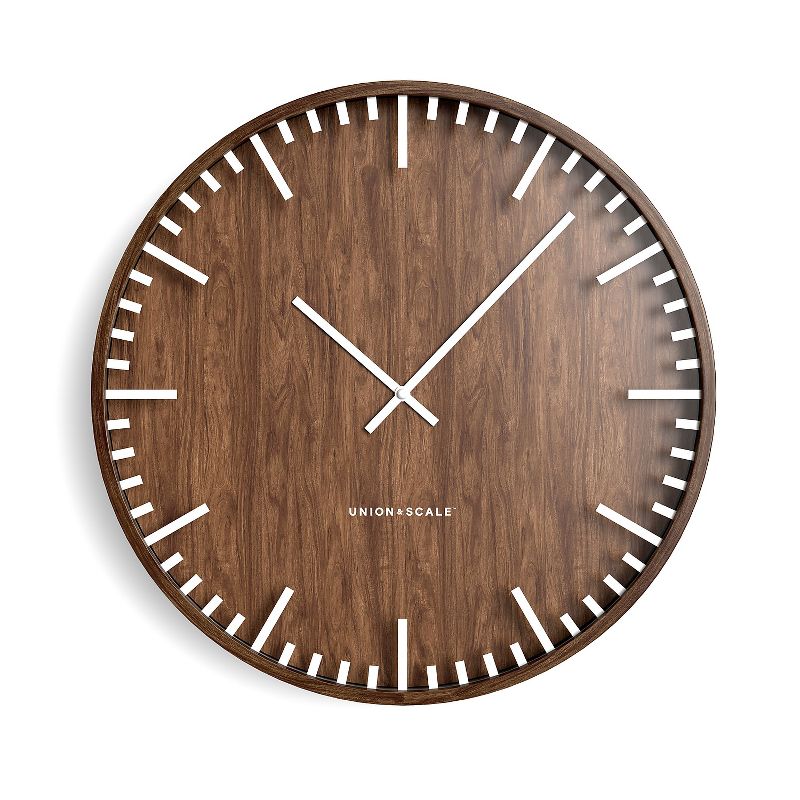 Union & Scale Essentials Wall Clock Wood 16" UN57811, 1 of 6