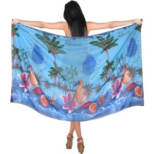 LA LEELA Women's Beachwear Summer Bikini Wraps Beach Wrap Cover up Sarong Coverups Swimsuit Swimwear Swim Cover Ups for Womens One Size Blue,Floral - 1 of 4