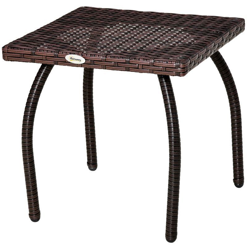 Outsunny Rattan Wicker Side Table, End Table with All-Weather Material for Outdoor, Garden, Balcony, or Backyard, 4 of 9