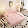 King Size Human Dog Bed, 3-in-1 Foldable Sofa Couch with Surroundings, Teddy Fabric Foam-Filled Sleeper Floor Sofa for Living Room-Baofuwish - 2 of 4