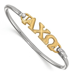 Black Bow Jewelry 14K Plated Silver Alpha Chi Omega Large Clasp Bangle - 1 of 3
