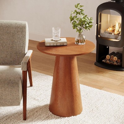 Tribesigns Wooden Side Table, Farmhouse Round End Table