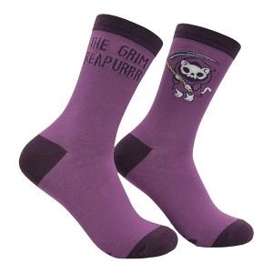 Crazy Dog Women's The Grim Reapurrr Socks Funny Sarcastic Kitten Graphic Novelty Footwear for Ladies - 1 of 4