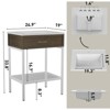 Bathroom Vanity with Resin Sink, Freestanding Modern Bathroom Cabinet Set with Metal Frame and Open Storage Glass Shelf - 2 of 4