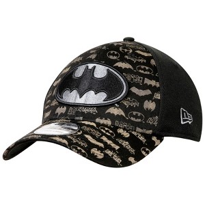Mens Batman New Era Laser Etched All Over Logos 39Thirty Hat - 1 of 4