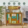Colorful Sideboard Buffet Cabinet with Storage, 40" Kitchen Cabinet w/2 Doors and 4 Drawers, 33.75'' Tall Rustic Wood Coffee Bar Table for Dining Room - 4 of 4