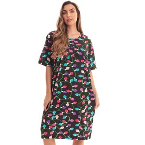 Just Love Womens Nightgown - Short Sleeve Henley Oversized Sleepwear Gown - 1 of 3