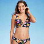 Women's Tropical Print Longline Bikini Top - Kona Sol™ Navy Blue