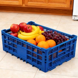 Collapsible Storage Bin Containe, 52 Liter Heavy Duty Transfer Box, 23.6" l x 15.7" w x 8.6" h Plastic Crate for Storage of Various Items - 1 of 4