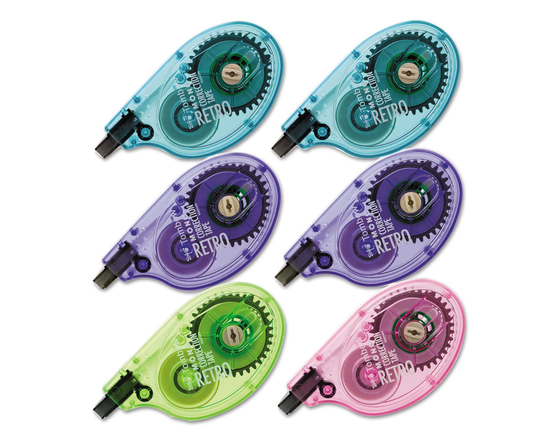 Tombow MONO Original Correction Tape Asst RetroColor Applicators 1/6" x 394" 6/Box 68670