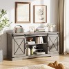 Homhougo Farmhouse TV Stand for TV up to 65 Inches, Entertainment Center with Sliding Barn Doors and Adjustable Shelf, Gray - 3 of 4