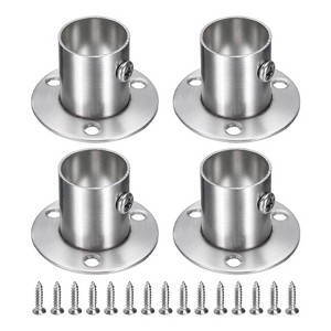 Unique Bargains Stainless Steel Wardrobe Pipe Holder Shower Closet Curtain Rod Pole Brackets 4 Pcs - 1 of 4