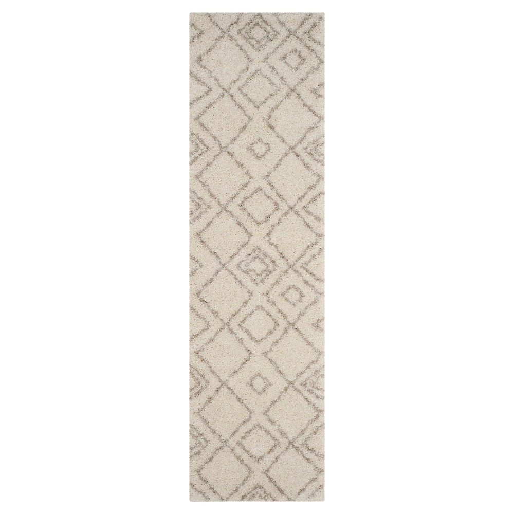 2'3inx8' Runner Ivory/Beige Abstract Shag/Flokati Loomed - Safavieh