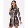 INSPIRE CHIC Women's Plaid Long Sleeves A-Line Button Up Casual Shirt Dress - 2 of 4