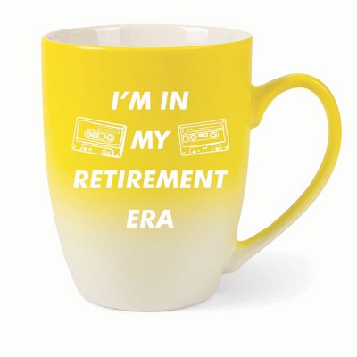 Elanze Designs In My Retirement Era Two Toned Ombre Matte 10 ounce New Bone China Coffee Tea Cup Mug For Your Favorite Morning Brew, Yellow and White