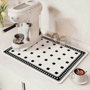 LunaLulinlk Coffee Bar Dish Drying Mats Coffee Maker Espresso Machine Drying Pad Large Diatomite Super Absorbent Coffee Mat, Quick Drying Dish Mat - 1 of 4