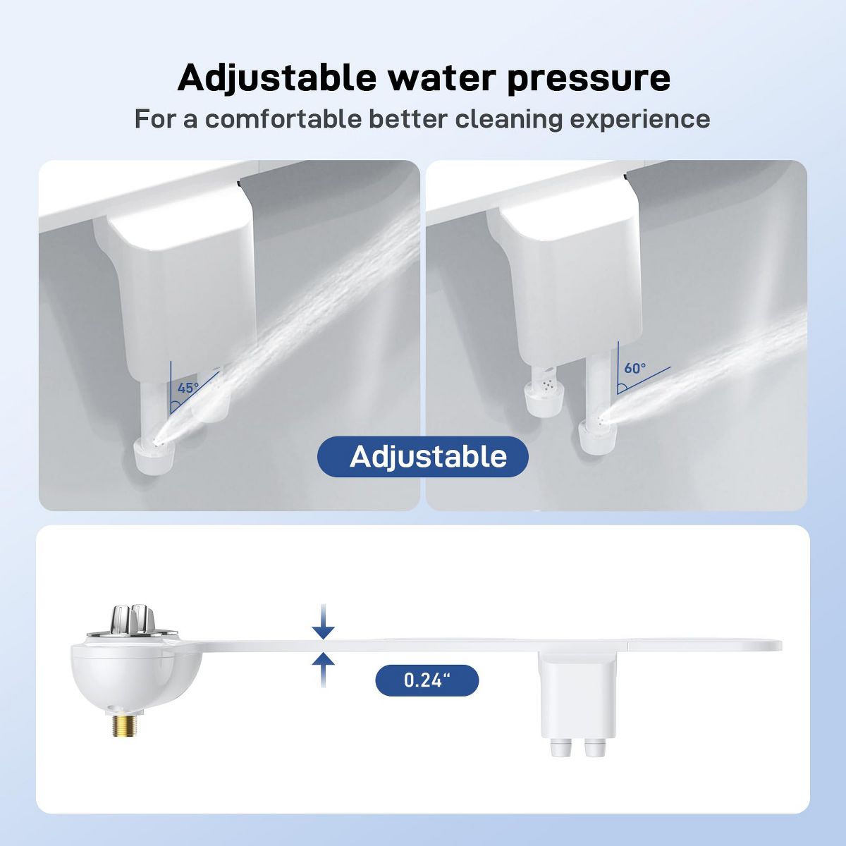 17/19 Inch Bidet Toilet Seat for Elongated Toilet, Dual Nozzle Self-Cleaning Non-Electric PP Bidet Attachment, White - thumbnail 5