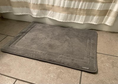 MICRODRY Quick Drying Memory Foam Framed Bath Mat with GripTex  Skid-Resistant Base, Runner - 24x58, Dark Grey